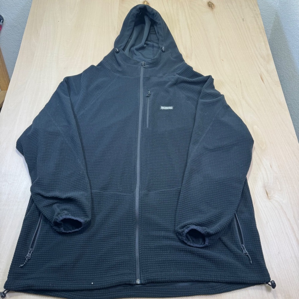 Freedom Industries Men's Black Waffle Knit Hooded Zip‎ Up Fleece Jacket 2XL